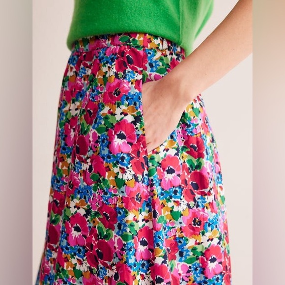 NWT Boden Hattie Poplin Midi Floral Preppy Skirt 100% Cotton Multi Color - Picture 3 of 10